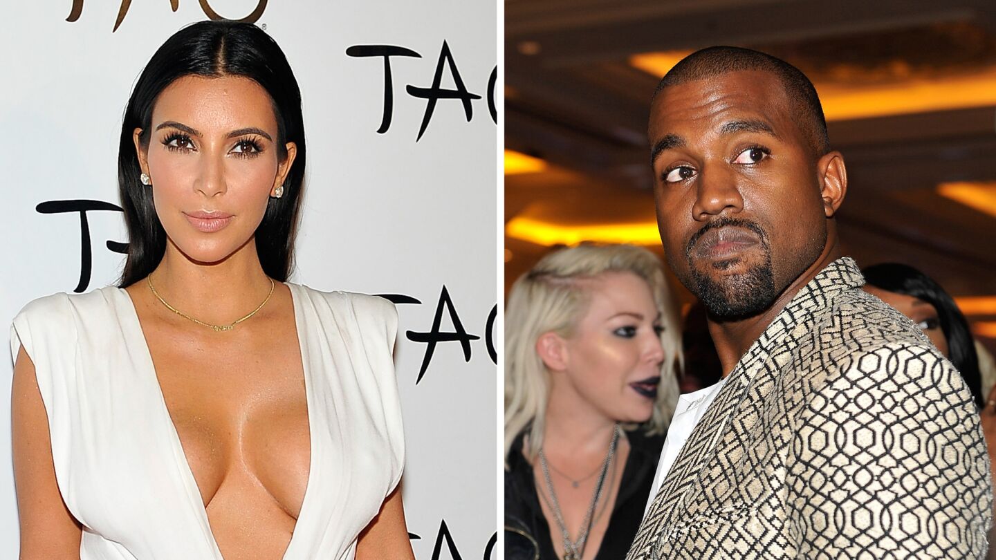 Kim Kardashian and Kanye West, photographed separately, arrive at the Tao Nightclub at the Venetian Las Vegas to celebrate his Kardashian's 34th birthday.