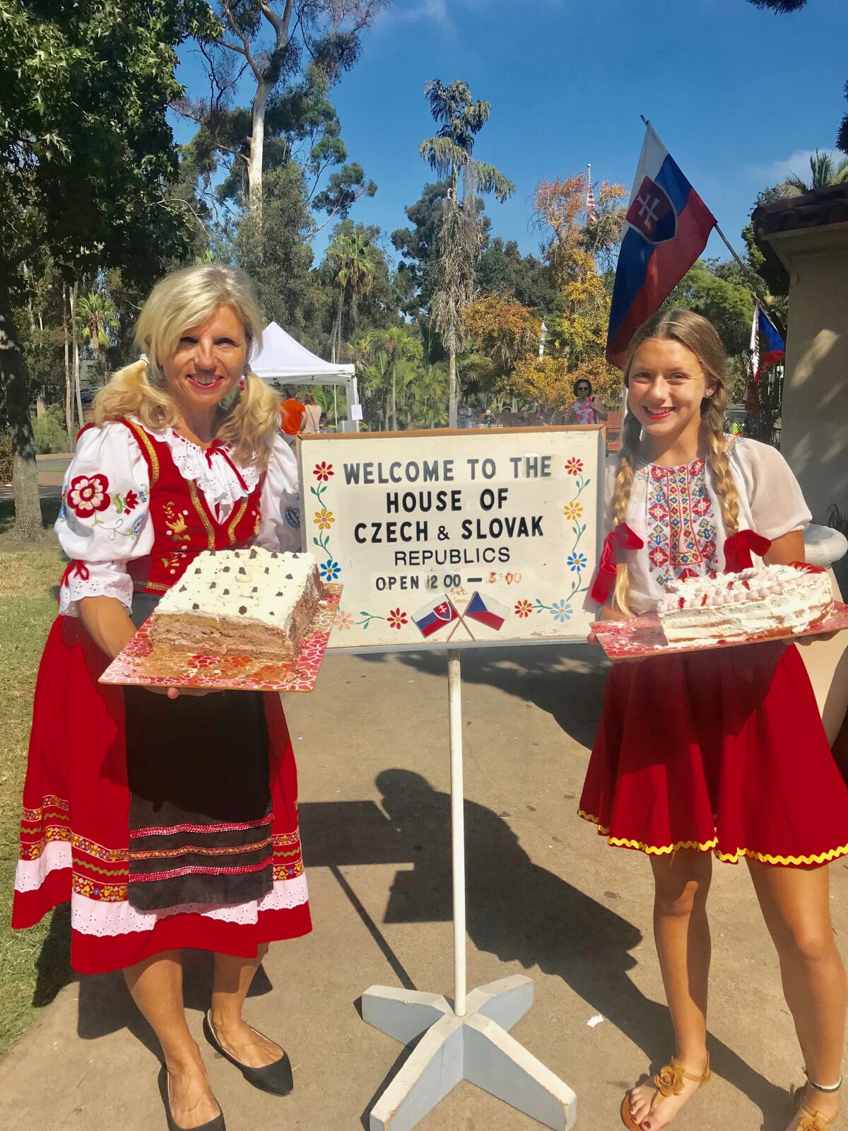 Point Loma resident Marketa Hancova and her daughter, Adelka, volunteer at the Czech House at San Diego's Balboa Park.