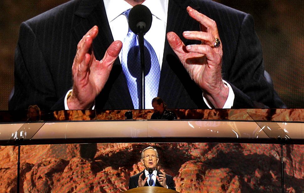 Senate Majority Leader Harry Reid of Nevada speaks during the opening night ceremonies of the Democratic National Convention in Charlotte, N.C.