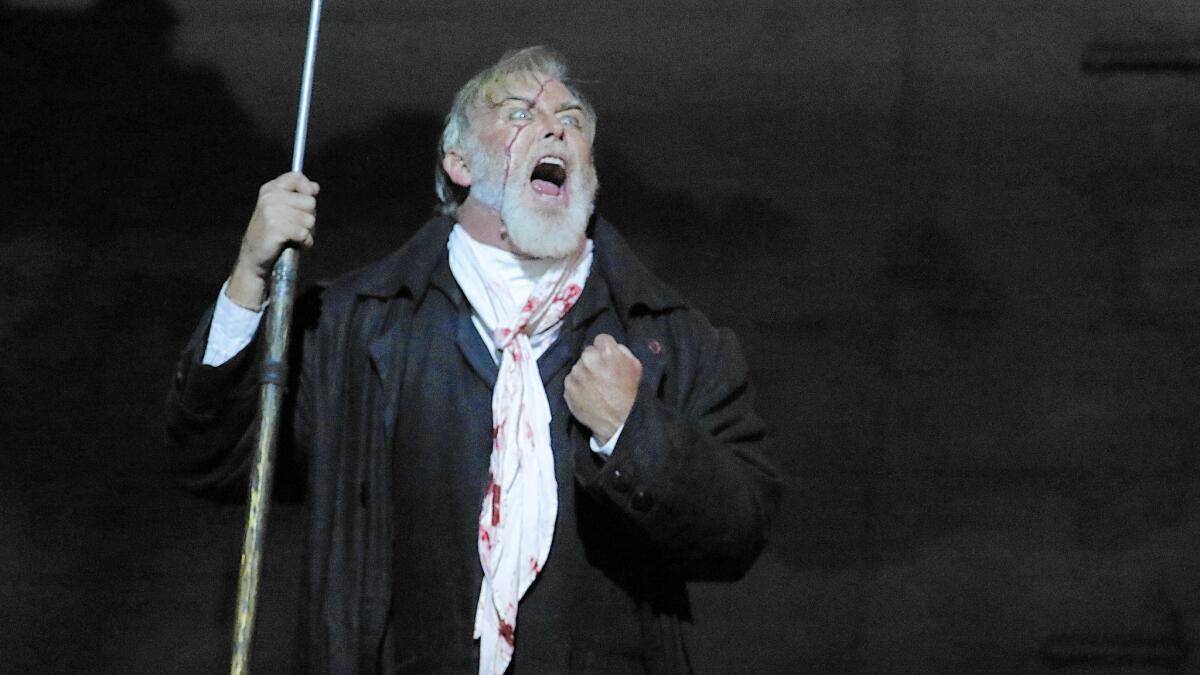 Jay Hunter Morris as Capt. Ahab in the dress rehearsal of Los Angeles Opera's "Moby Dick" at the Dorothy Chandler Pavilion.