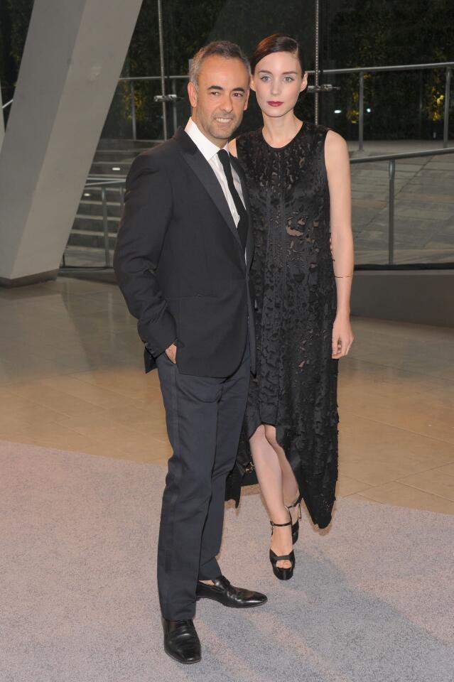 Designer Francisco Costa and actress Rooney Mara. Mara is wearing a Calvin Klein Collection dress.