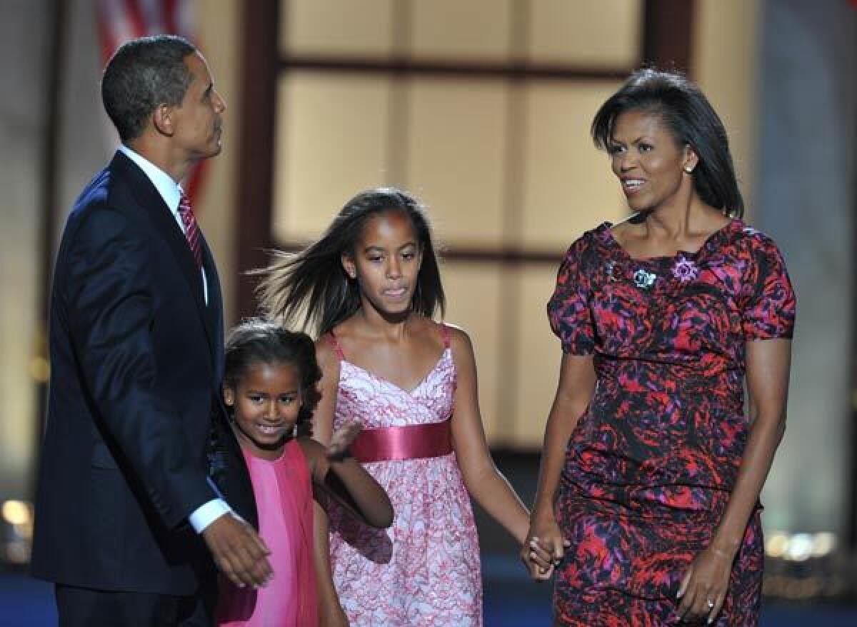 NOMINATION NIGHT: Michelle Obama opted for a fierce and sophisticated print dress by Thakoon at the end of the 2008 Democratic convention in Denver.