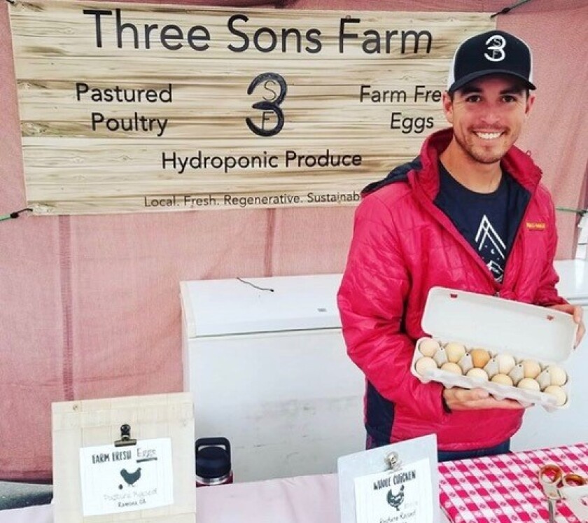 Pre-COVID-19, Nick Jaquez happily displayed some of the eggs from Three Sons Farms at a local farmers market.