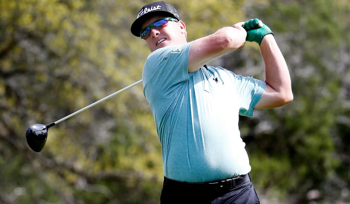 Charley Hoffman tees off at No. 8 during the first round of the Valero Texas Open on Thursday.