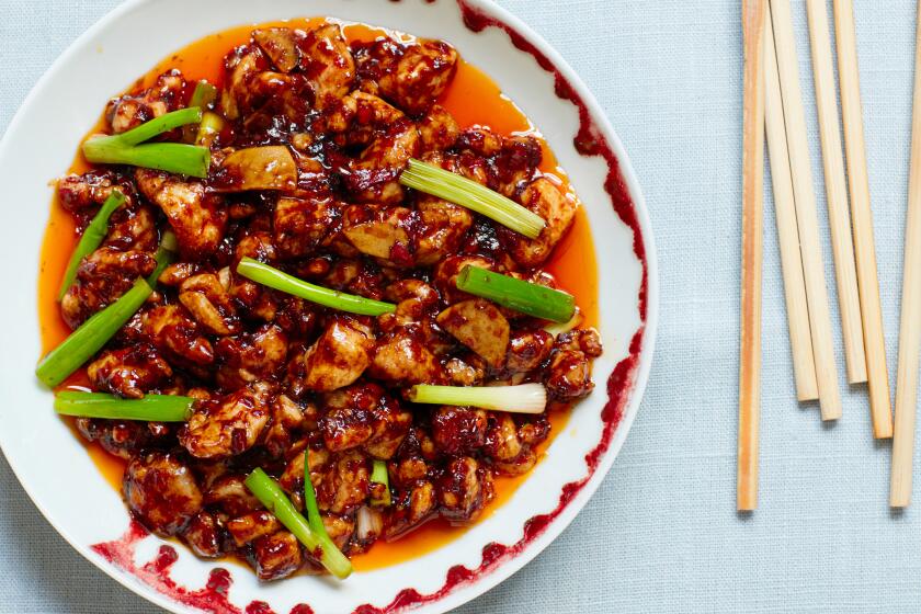 Scallion greens added at the end brighten this chile-paste kung pao chicken.