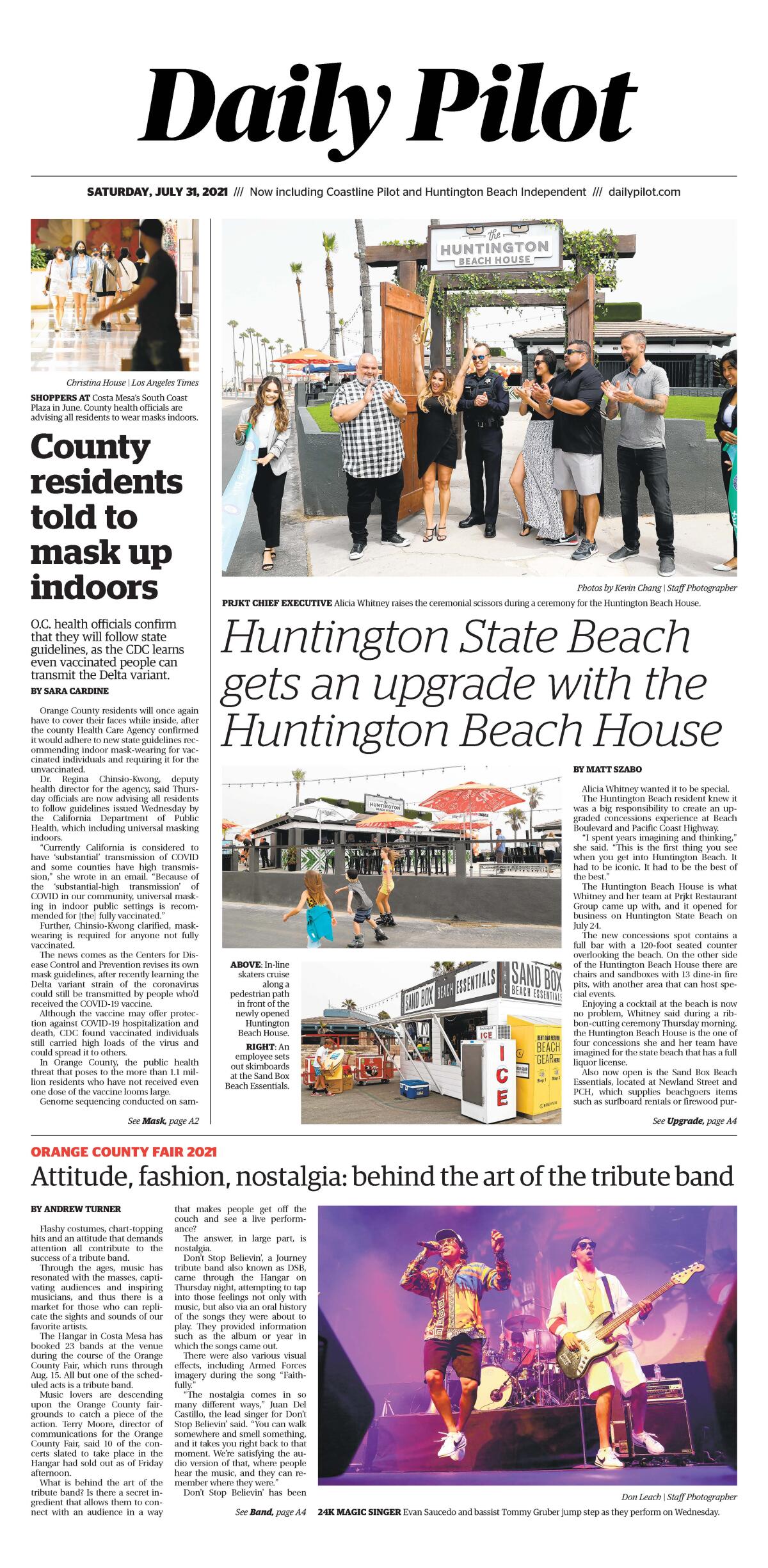 Front page of Daily Pilot e-newspaper for Saturday, July 31, 2021.