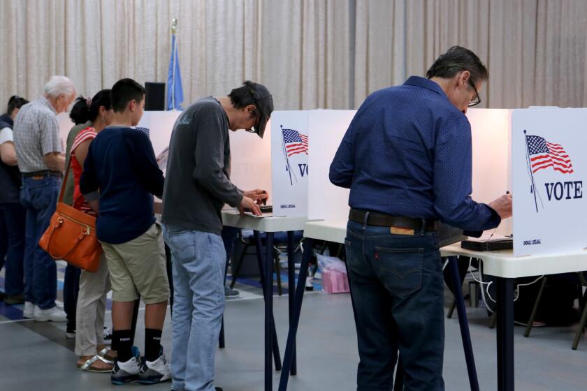 Locals who came out to vote filled the voting booths at the Youth Center polling station, in Burbank on Tuesday, June 5, 2018. The center was used for multiple precincts.