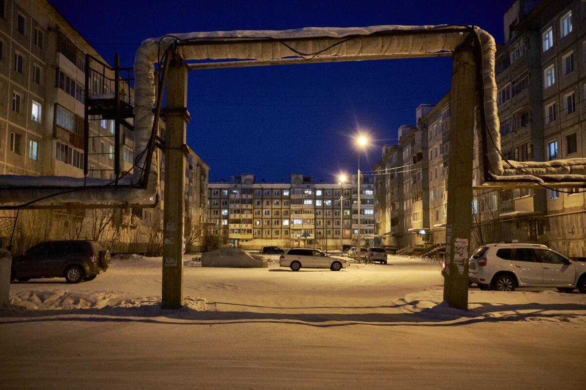 In Yakutsk the pipes for heat and water are built aboveground because of the region's permafrost.