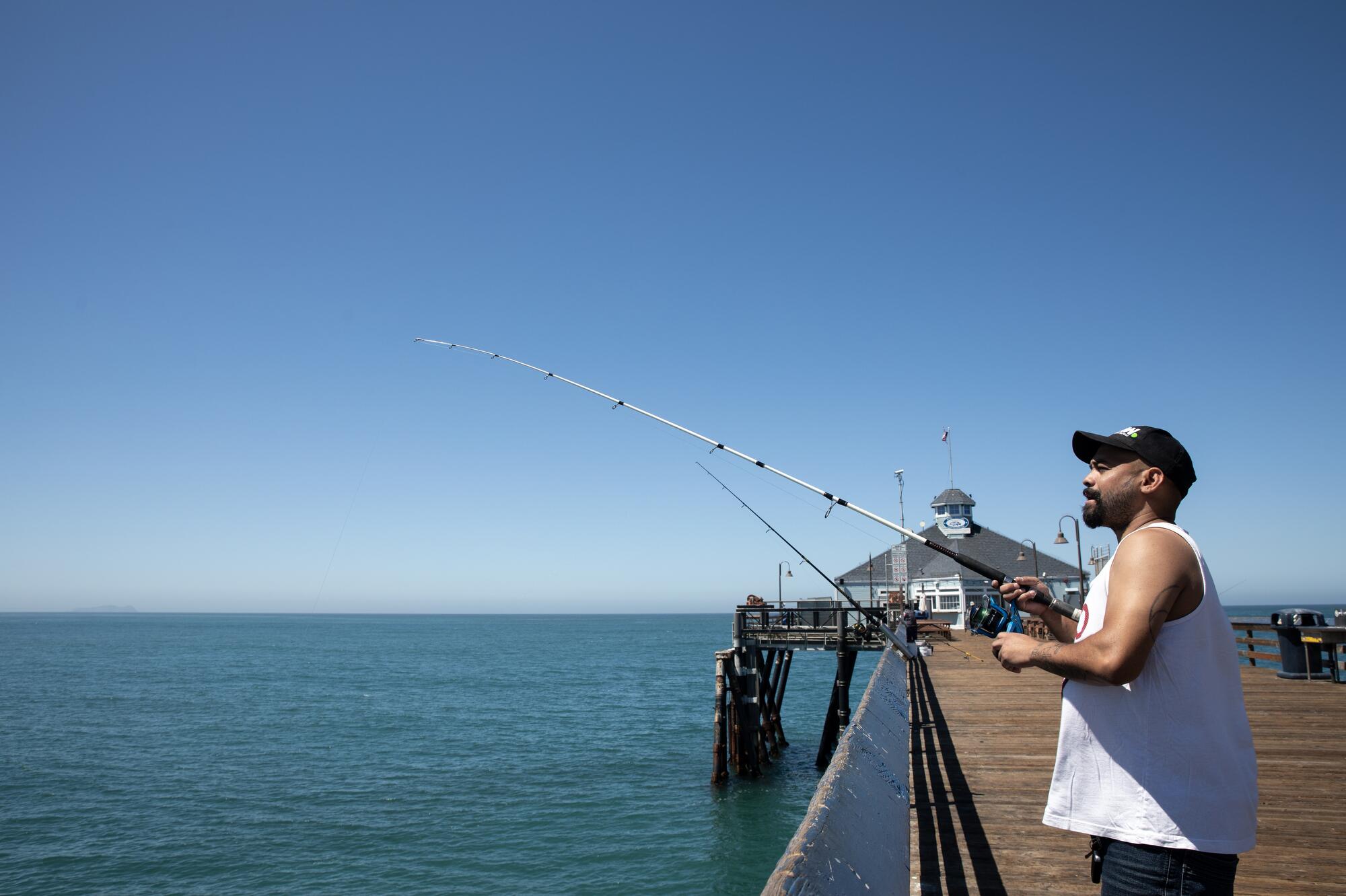 Anthony May fishes in Imperial Beach.