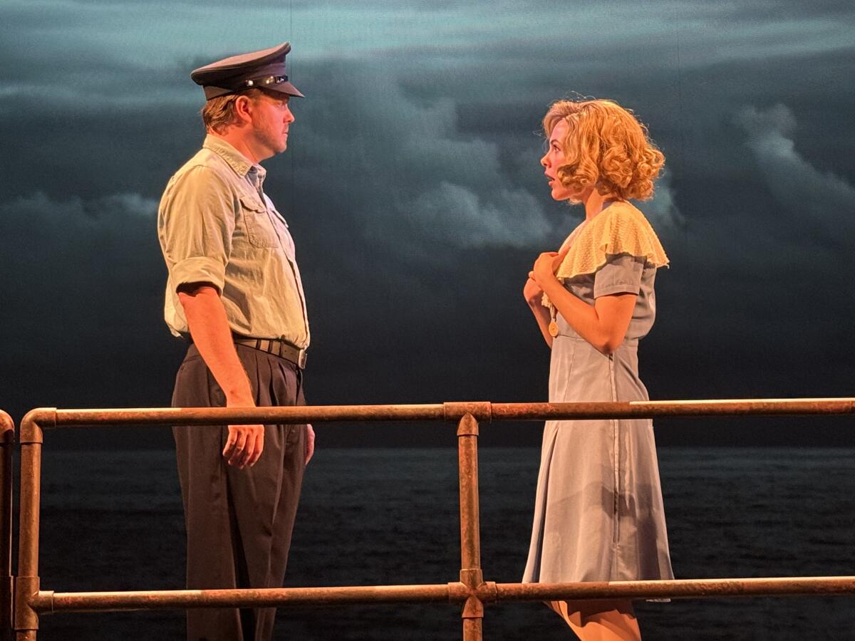Jack Driscoll (Jeff Lowe) and Ann Darrow (Samantha Green) set sail for Skull Island in "King Kong."