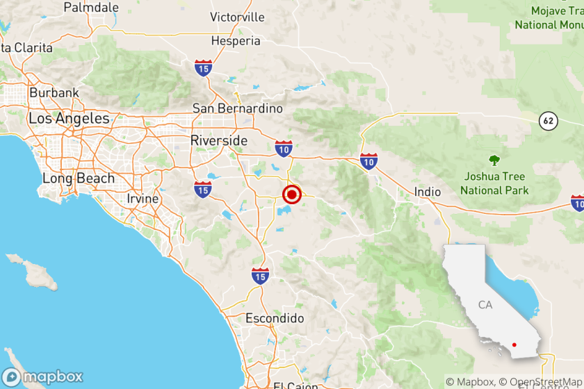 A map showing the earthquake epicenter in Hemet