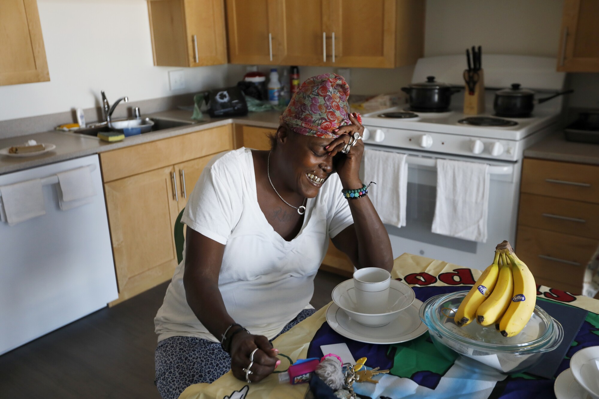 Big Mama relaxes in her kitchen