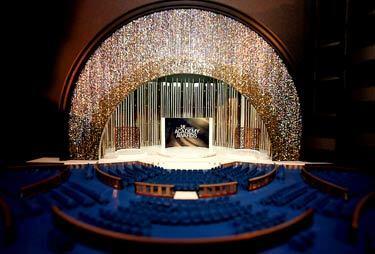 A model of the Academy Awards show set is unveiled at the Kodak Theatre in Hollywood.