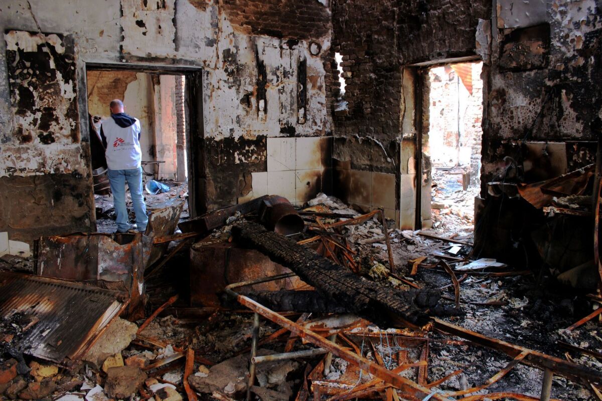 The result of a U.S. airstrike on a Doctors Without Borders hospital in northern Kunduz, Afghanistan.