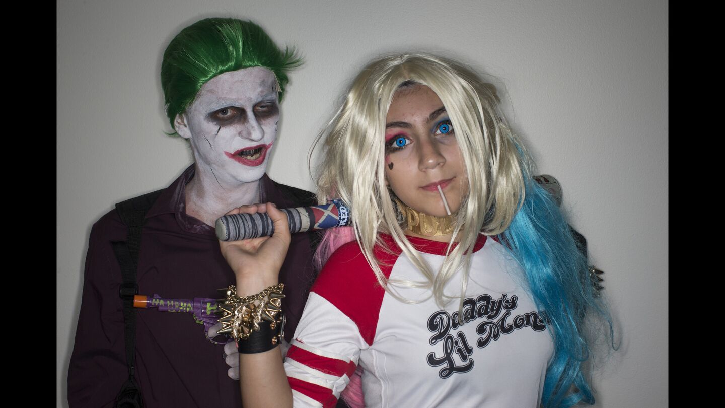 Suicide Squad cosplayers Robert Delacey-Marchand as the Joker and Natalia K-Seale as Harley Quinn.