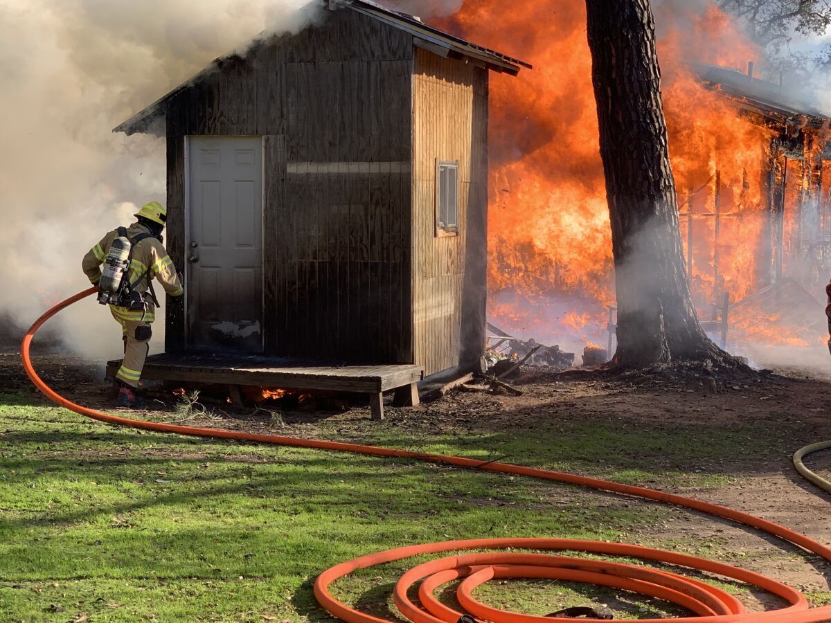 Firefighters responded to a house fire in Jamul on Sunday afternoon.