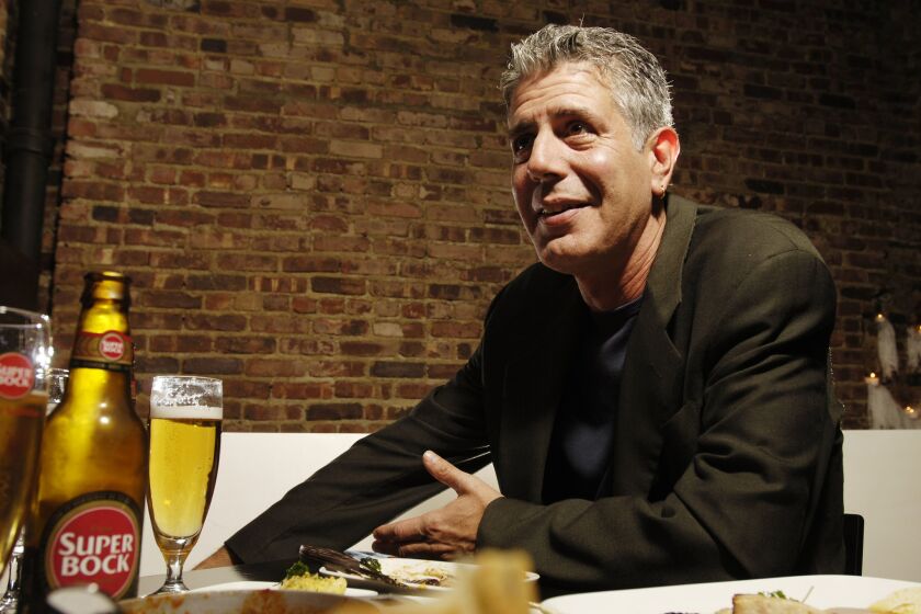 Celebrity chef Anthony Bourdain photographed at Tintol restaurant in New York's Times Square on April 12, 2006. Bourdain was found dead in his hotel room on June 8, 2018 of an apparent suicide. (James Keivom/New York Daily News/TNS) ** OUTS - ELSENT, FPG, TCN - OUTS **
