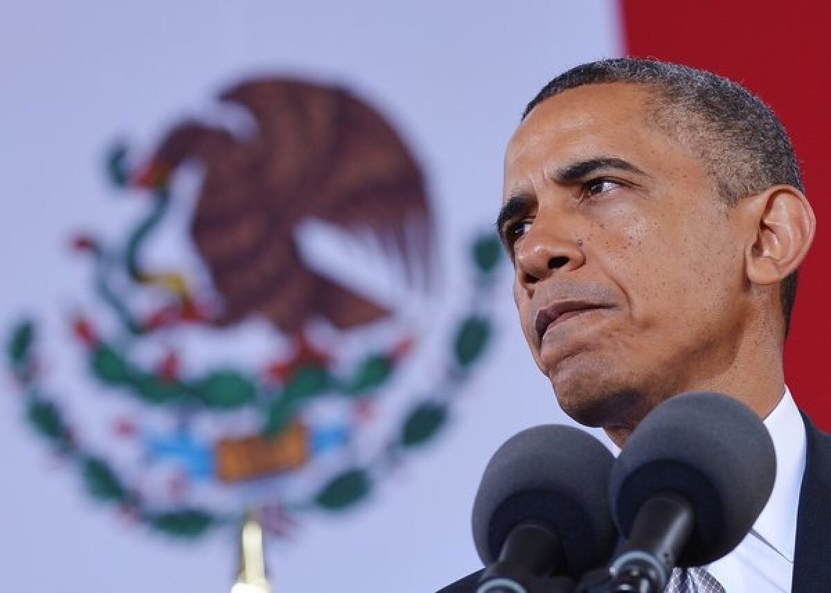 President Obama speaks at the National Museum of Anthropology in Mexico City.