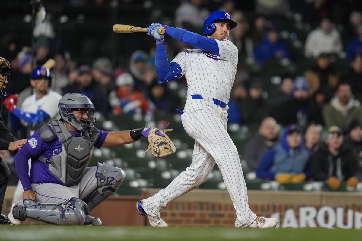 Cody Bellinger hits a 2-run homer as the Chicago Cubs pound the Colorado  Rockies 12-2 - The San Diego Union-Tribune