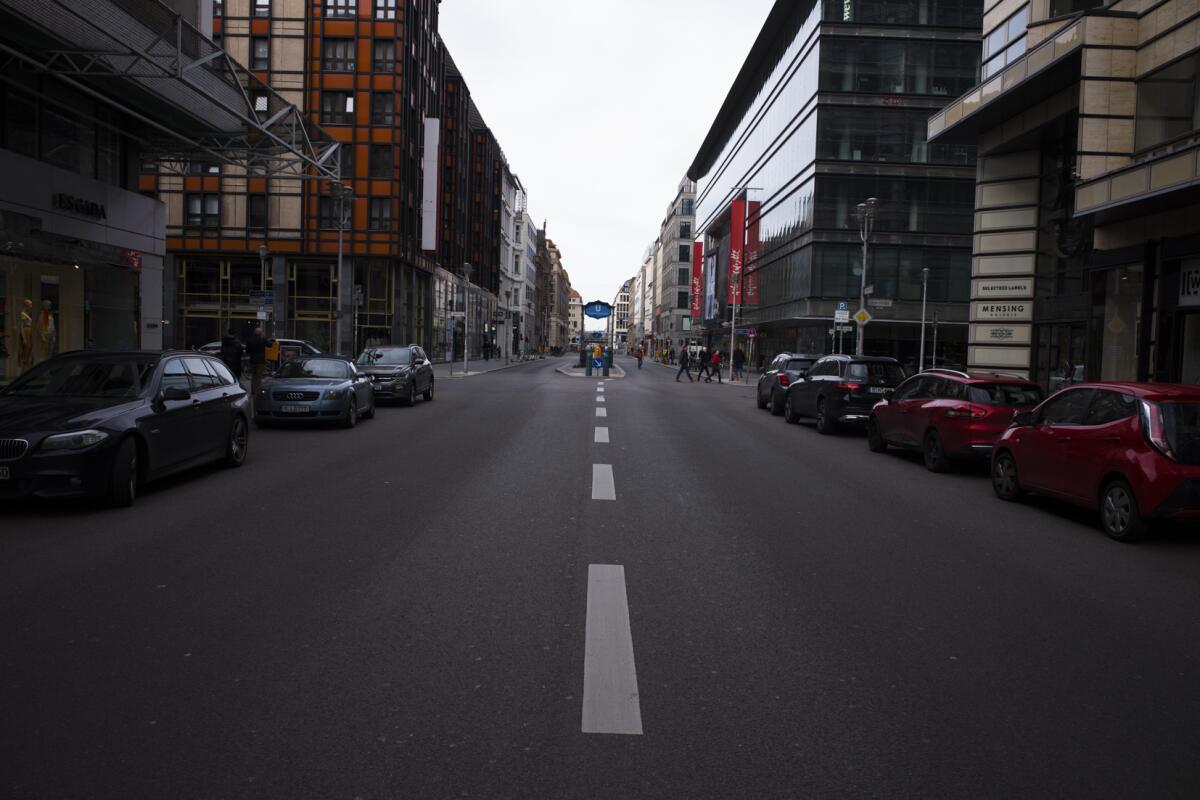 The Friedrichstrasse is almost empty in Berlin.