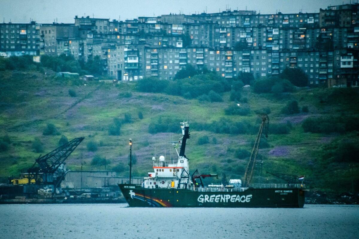 The Greenpeace protest ship Arctic Sunrise departs Russia's Barents Sea port of Murmansk early Friday after 10 months' detention.