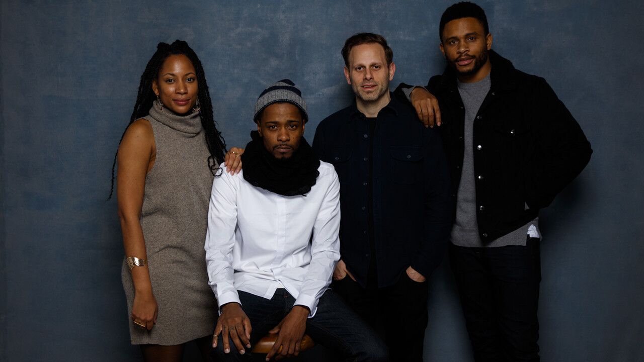 Actress Natalie Paul, left, actor Lakeith Stanfield, screenwriter Matt Ruskin and actor-producer Nnamdi Asomugha, from the film "Crown Heights."