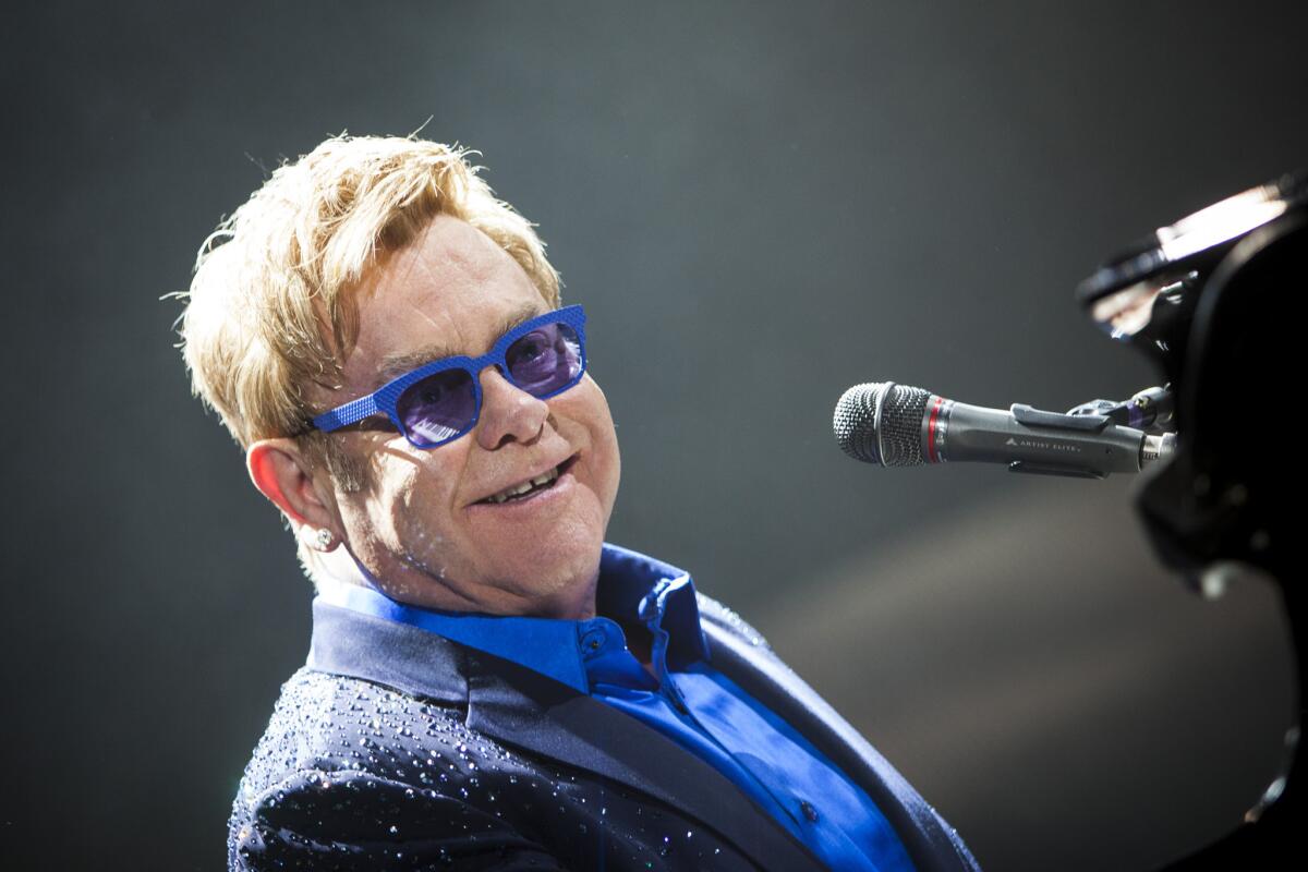 Elton John, shown during a 2014 performance in Los Angeles, will release his 33rd album, "Wonderful Crazy Night," on Feb. 5. He will play a small-scale show previewing some of the new material on Wednesday at the Wiltern Theatre in Los Angeles.
