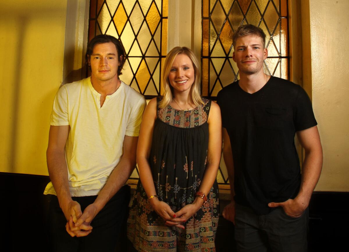 Actors Benjamin Walker, left, Kristen Bell and Hunter Parrish star in in the Hollywood Bowl's production of "Hair."
