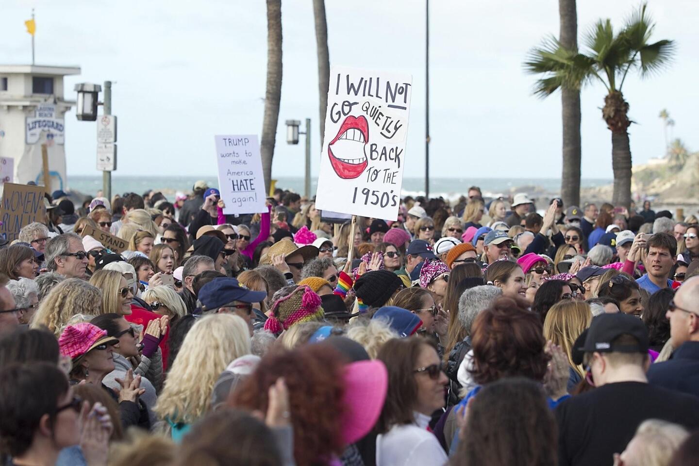 Hundreds rally at Laguna Beach women's march