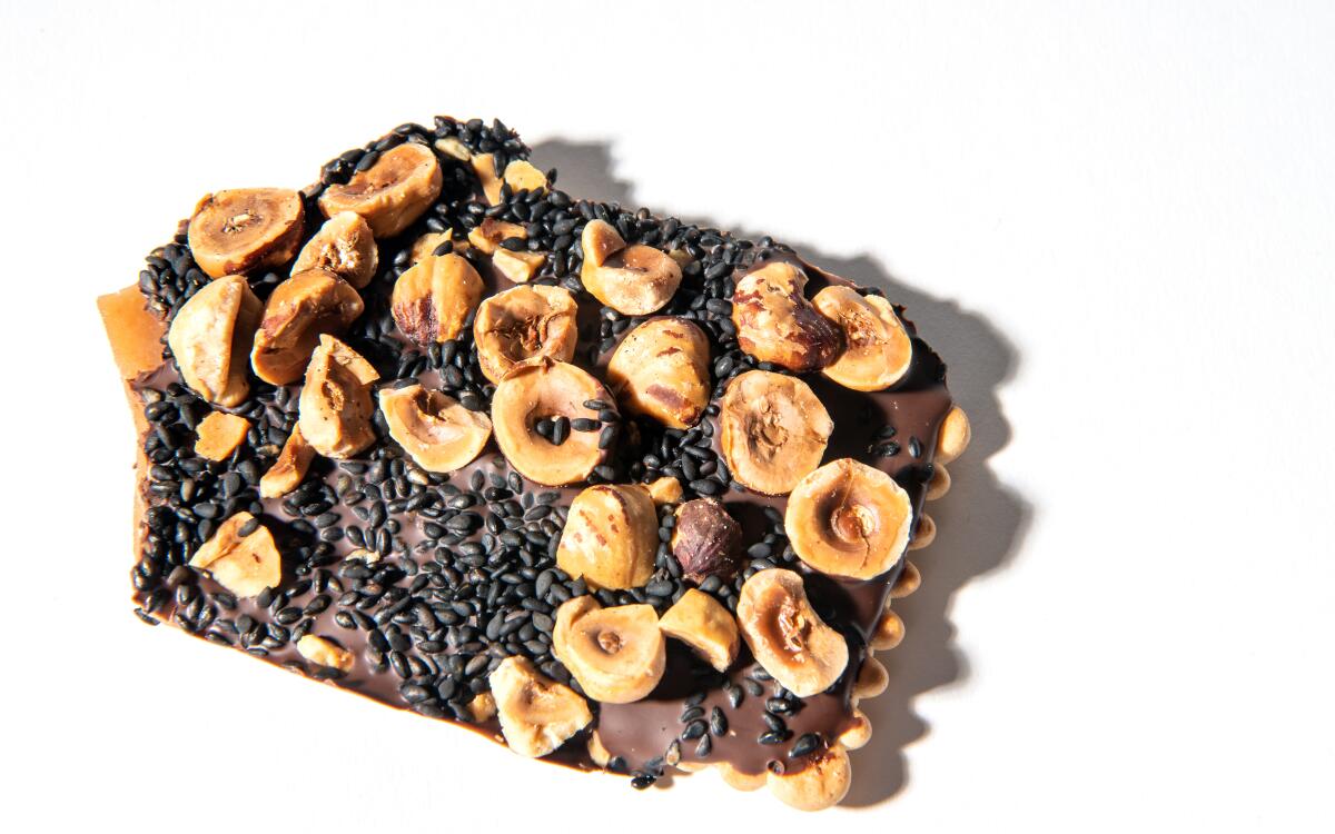 Black Sesame Butter Toffee with Hazelnuts