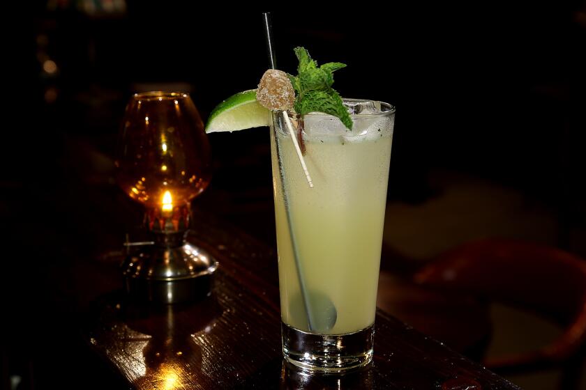The Varnish's mint ginger beer comes with a candied ginger garnish. Read the recipe.