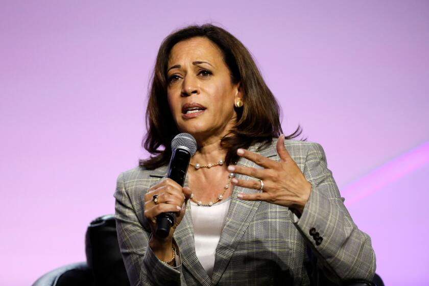 Democratic presidential hopeful Kamala Harris addresses Presidential Forum the NAACP's 110th National Convention at Cobo Center on July 24, 2019, in Detroit, Michigan. (Photo by JEFF KOWALSKY / AFP)JEFF KOWALSKY/AFP/Getty Images ** OUTS - ELSENT, FPG, CM - OUTS * NM, PH, VA if sourced by CT, LA or MoD **