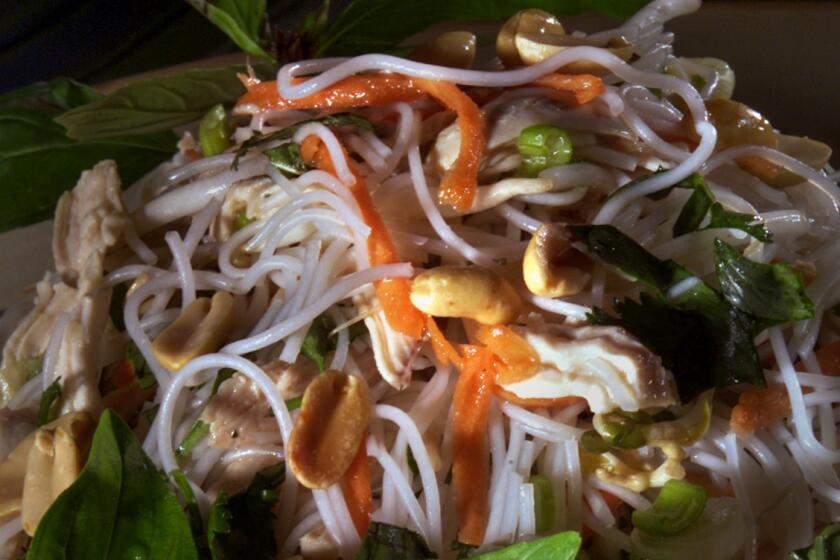 Thai chicken salad with rice noodles.