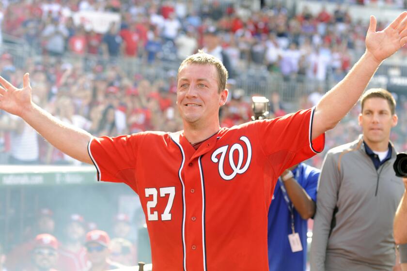 Washington Nationals pitcher Jordan Zimmermann celebrates after throwing a no-hitter in a 1-0 win over the Miami Marlins on Sunday.