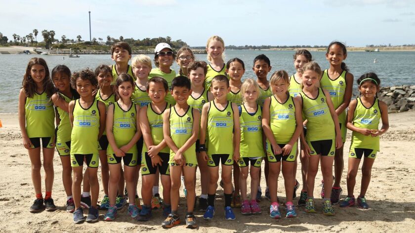 Judi Carbary and her SoCal Youth Triathlon Series athletes.