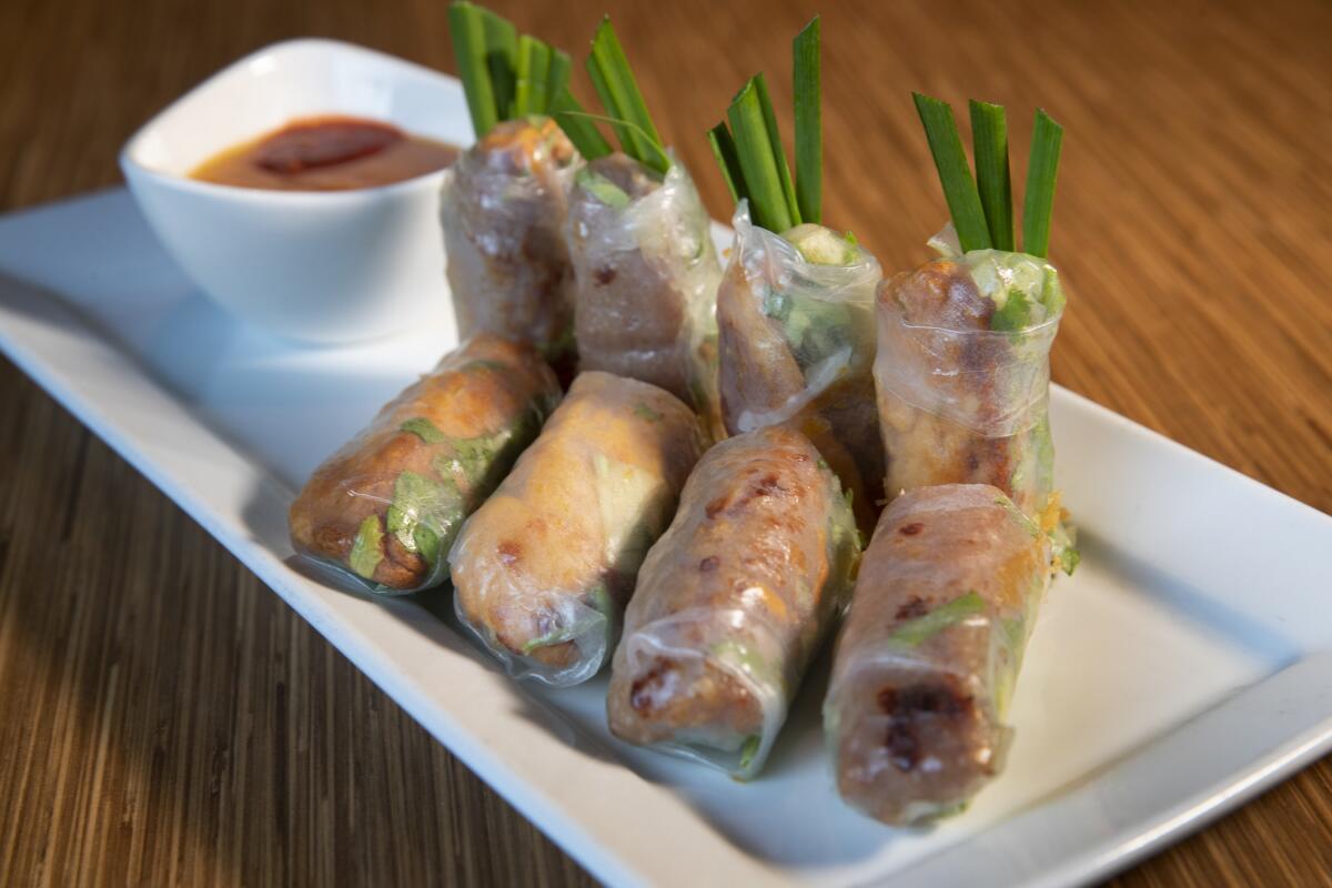 Nem nuong cuon, grilled pork spring rolls, from Brodard Chateau