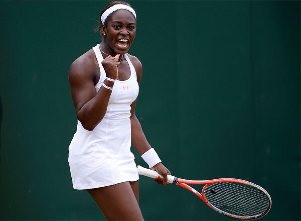 Sloane Stephens became the only American to reach the Wimbledon quarterfinals with a 4-6, 7-5, 6-1 victory over Monica Puig on Monday.