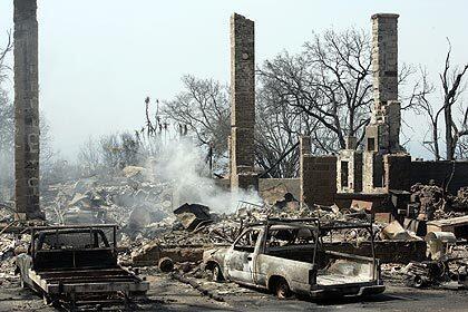 This photo, shot in the aftermath of the May 2009 Jesusita fire, shows the destruction of the Gane House in the Santa Barbara Botanic Garden near Mission Canyon Road.