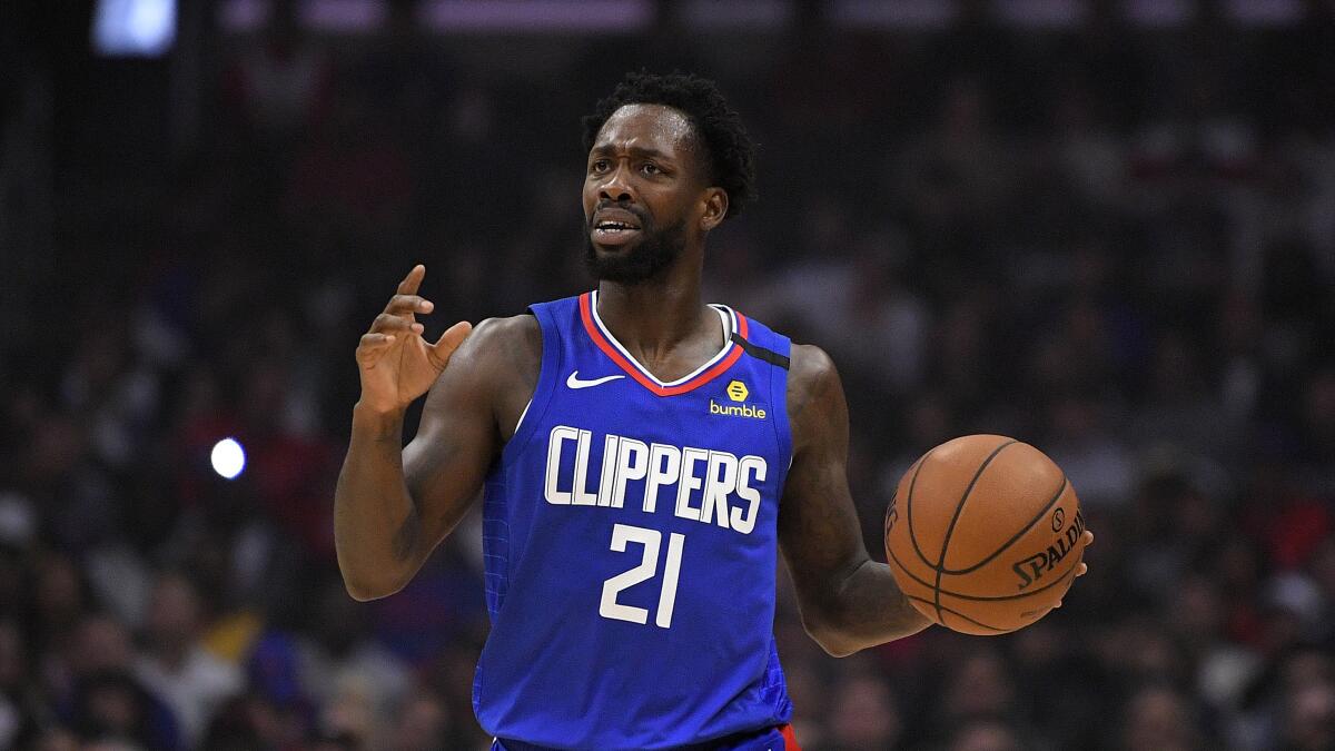 Clippers guard Patrick Beverley gestures during a game against the 76ers on March 1, 2020, in Los Angeles. 