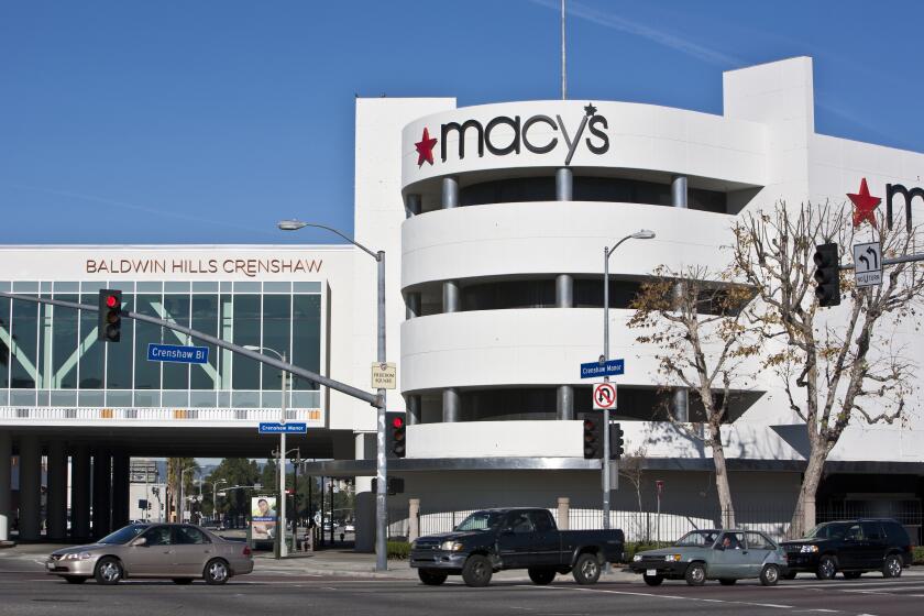 LOS ANGELES, CA - JANUARY 27: A Macy's Department Store in the Crenshaw District is seen on January 27, 2012 in Los Angeles, California. Over the past 20 years the downtown area has experienced a number of new construction projects leading to a well-defined urban center. (Photo by George Rose/Getty Images)