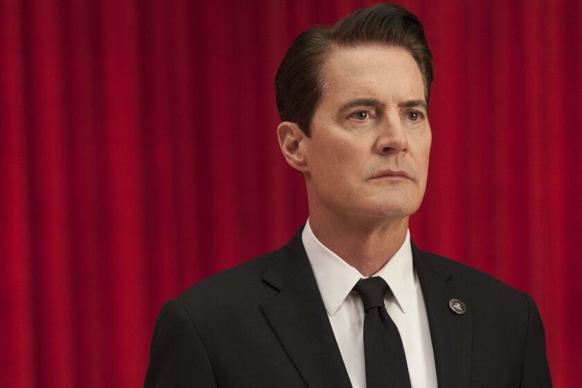 This image released by Showtime shows Kyle MacLachlan from the revival of "Twin Peaks." MacLachlan was nominated for a Golden Globe award for best actor in a limited series or motion picture made for TV on Monday, Dec. 11, 2017. The 75th Golden Globe Awards will be held on Sunday, Jan. 7, 2018 on NBC. (Suzanne Tenner/Showtime via AP)