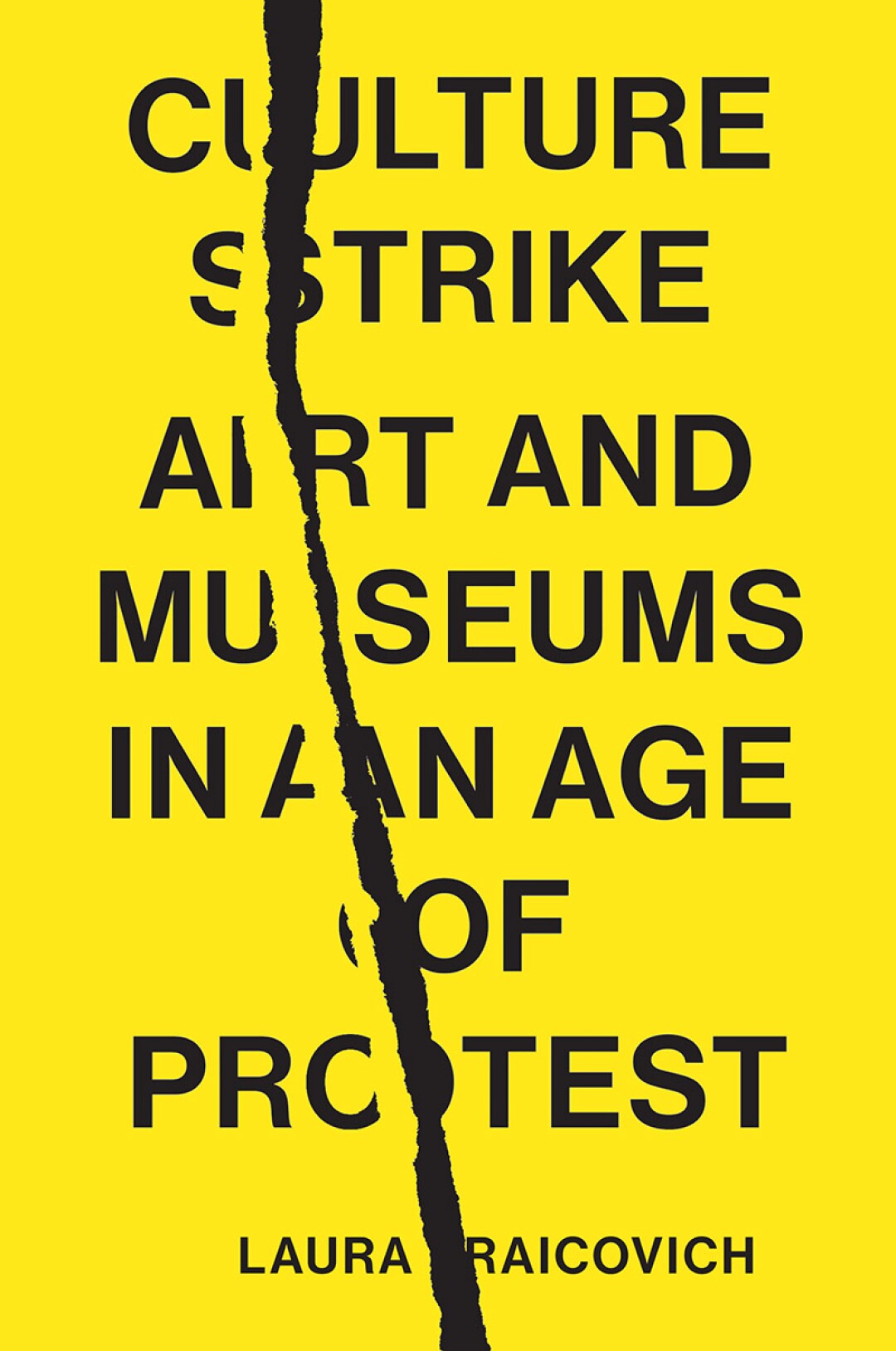 A yellow book cover with a tear down the middle