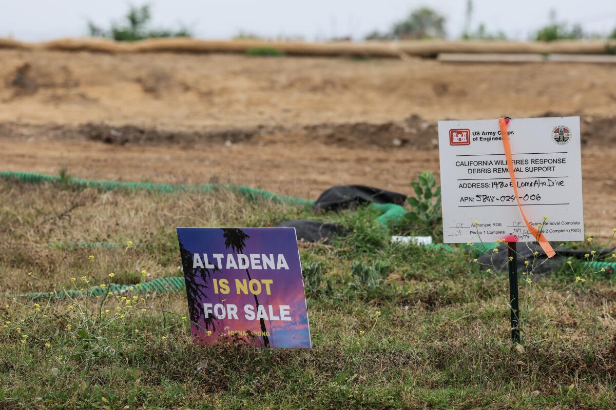 A sign says Altadena is not for sale