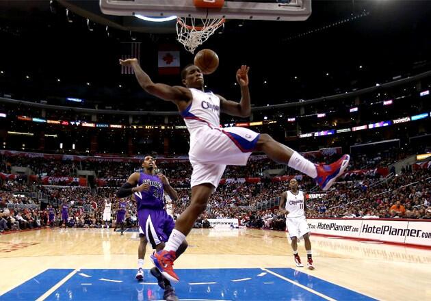 Eric Bledsoe throws down a dunk against the Sacramento Kings on Friday at Staples Center.