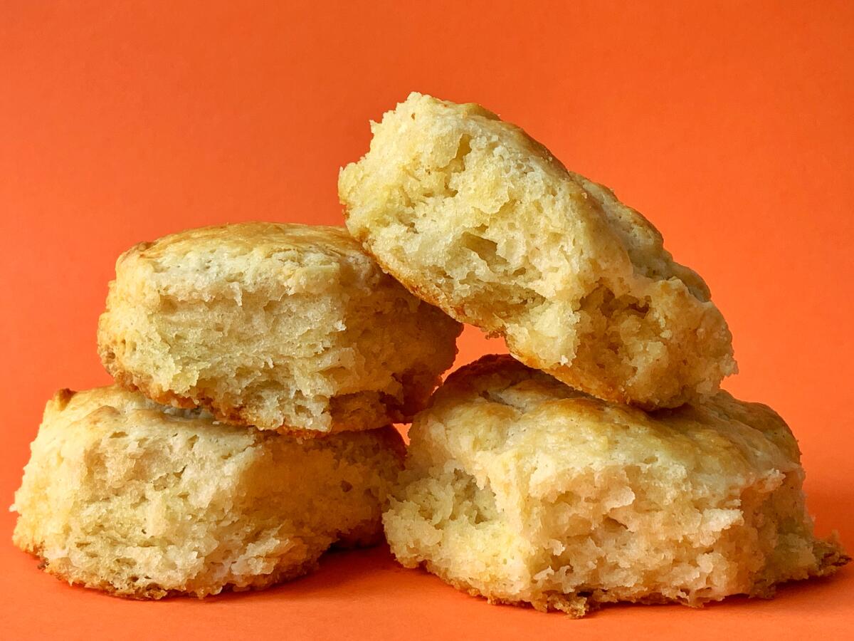 Flaky buttermilk biscuits, the perfect treat to keep in your freezer for lazy weekend breakfasts.