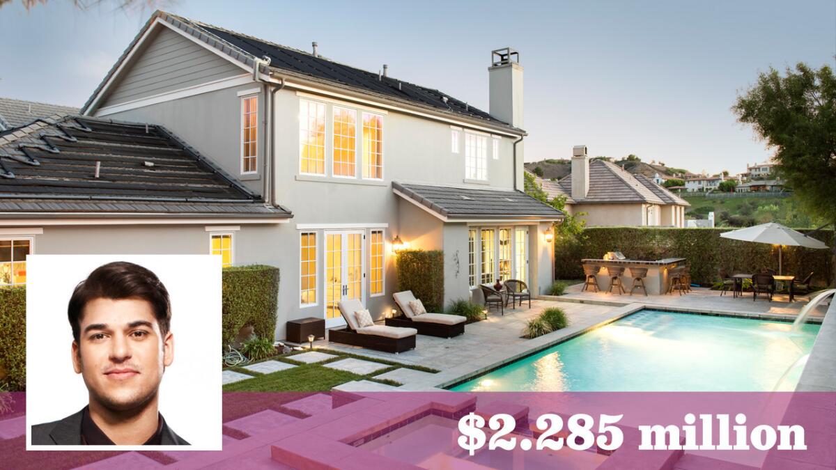 An entertainer's backyard is among features of Rob Kardashian's new $2.285-million home in Calabasas.