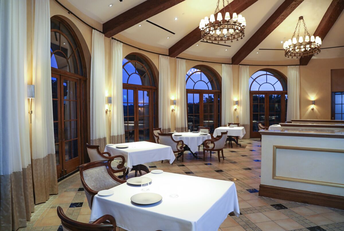 The is the newly remodeled dinning area at Addison on January 29, 2020 in San Diego, California.