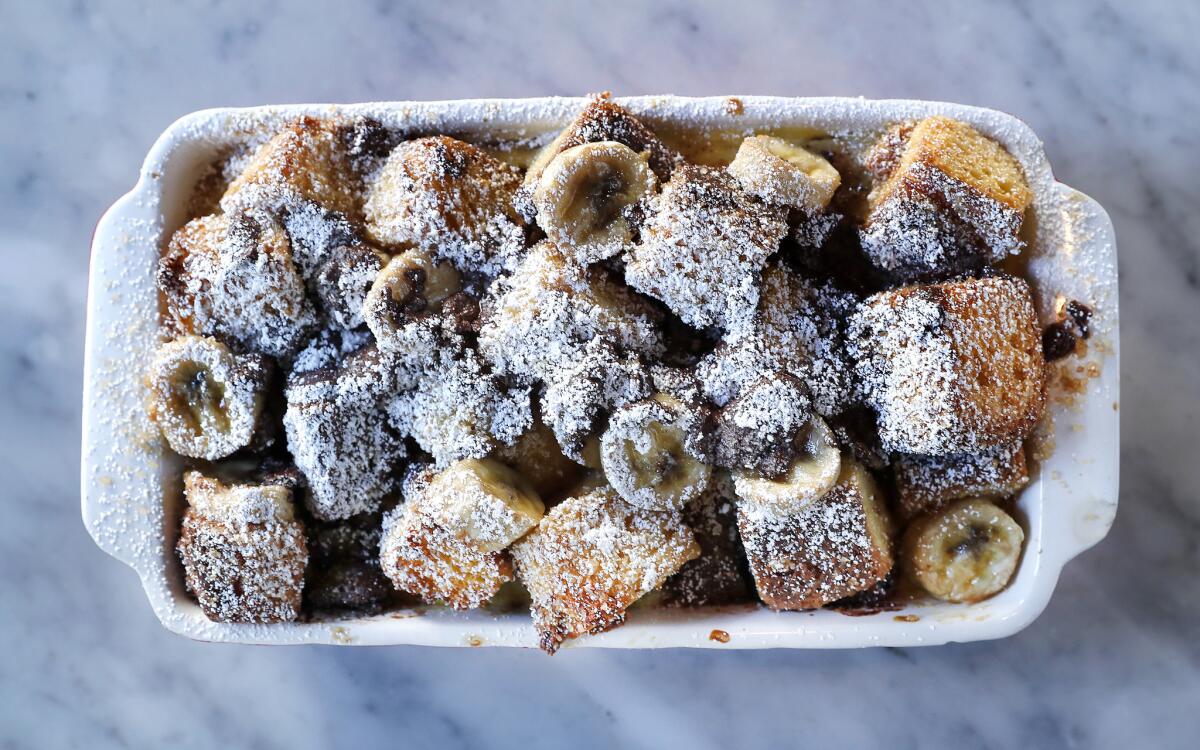 Banana and chocolate bread pudding