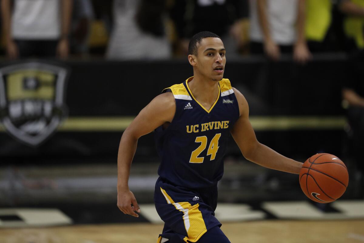 UC Irvine guard Eyassu Worku, shown playing against Colorado on Nov. 18, led the Anteaters with 21 points in Saturday's loss at Harvard.