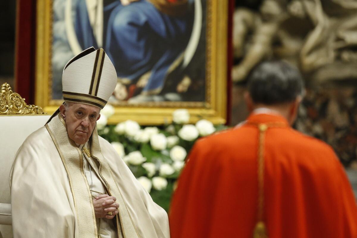 Pope Francis at a consistory ceremony 